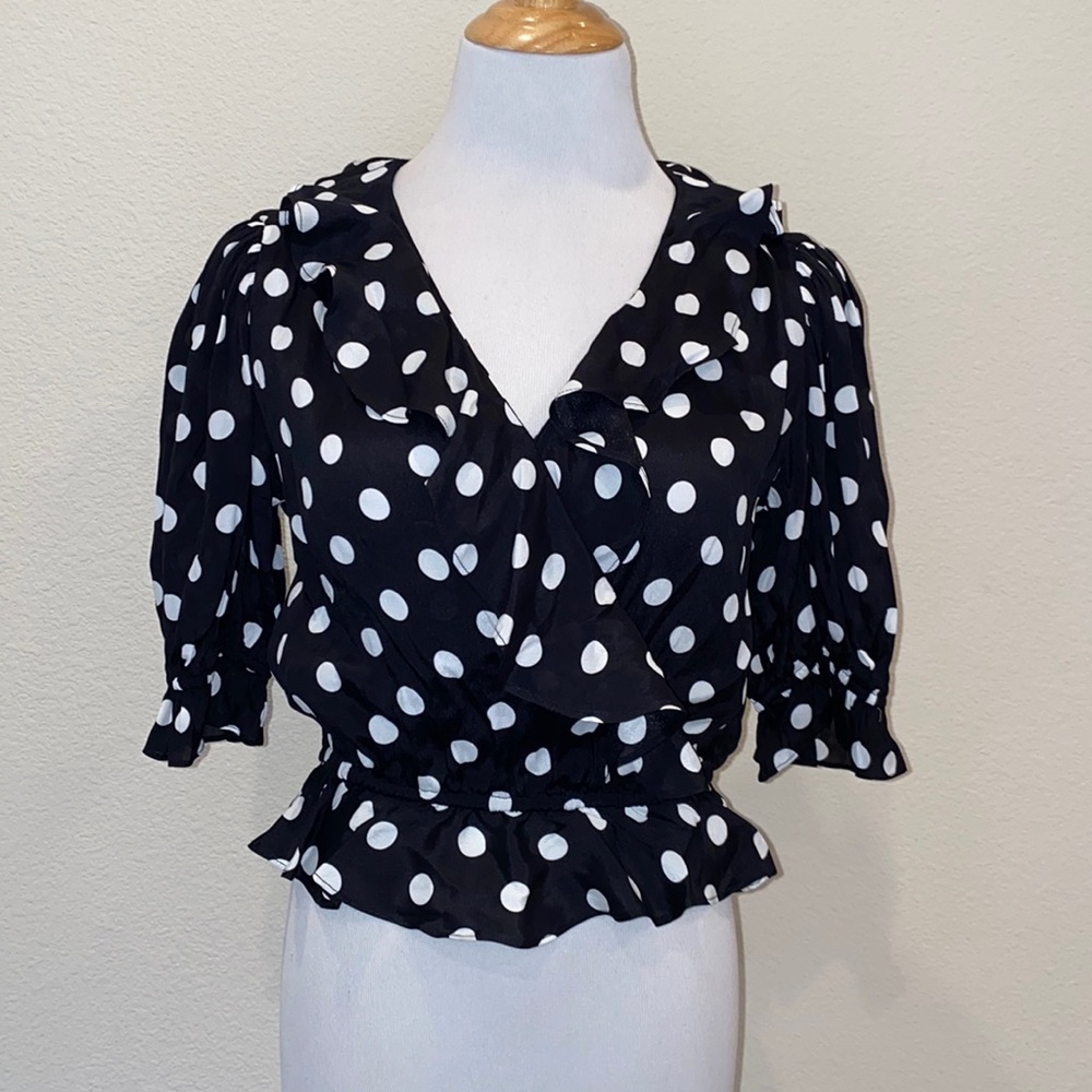 ICONS Objects of Devotion Ruffle Cha Cha Blouse Polka Dot